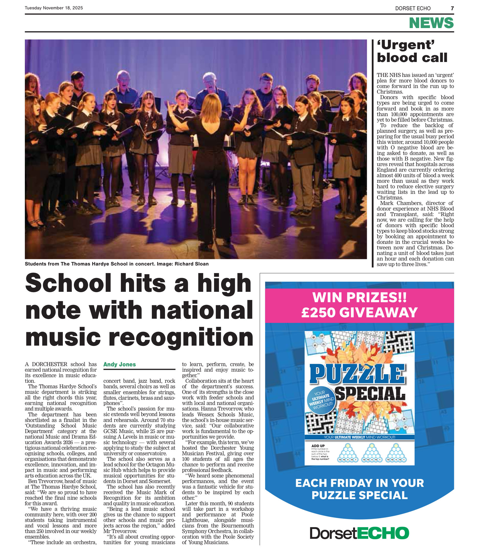 News article from the Dorset echo, available at https://www.dorsetecho.co.uk/news/25624450.dorchester-thomas-hardye-school-gets-national-recognition/